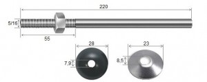 Haste Telha + Porca + Arruelas 5/16 x 220 R55 Inox-316 -10 peas